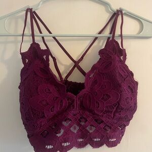 Anemone Lace Bralette in Rich Burgundy